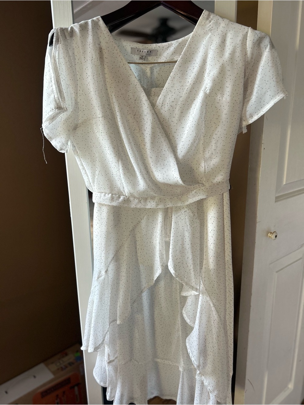 White Polka Dot Wrap Midi 2 Pc, Medium